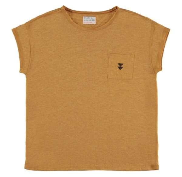 Camiseta camel bolsillo lino