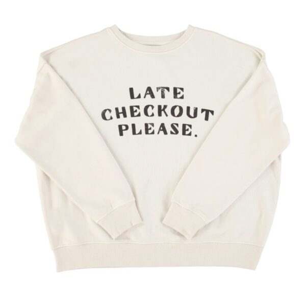 Sudadera ecru "late check out"