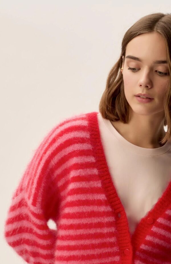 Cardigan mohair alvaro bubble/tomate - Imagen 3