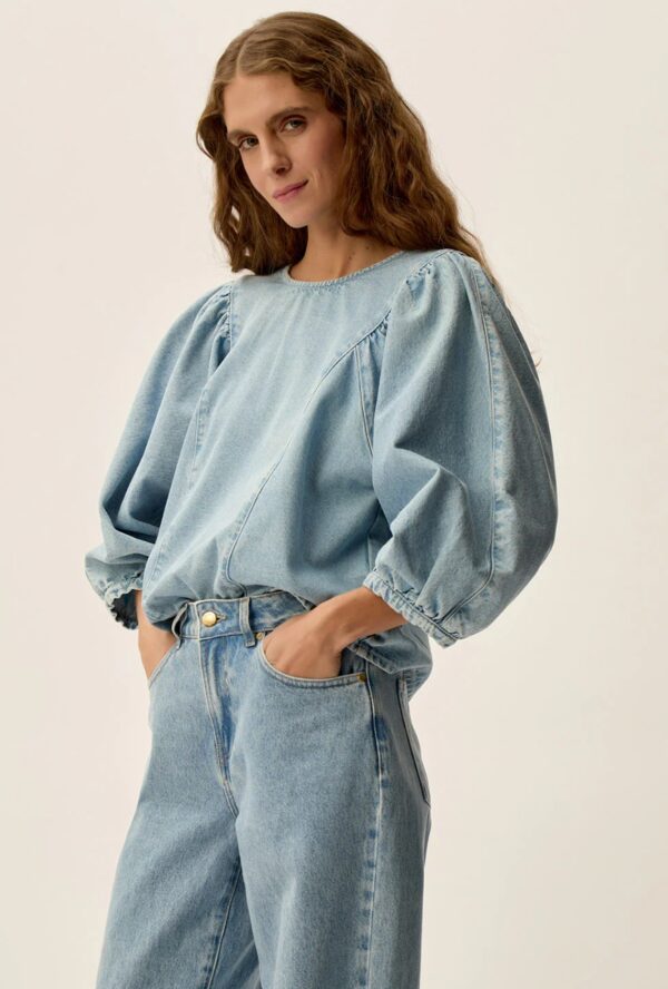 Blusa denim laya bleach - Imagen 3