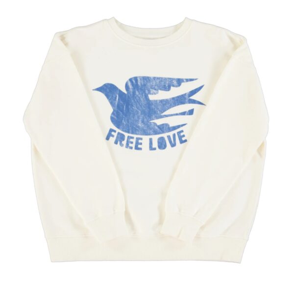 Sudadera ecru "blue bird"