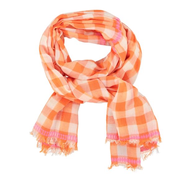 Foulard orange/ecru cuadros