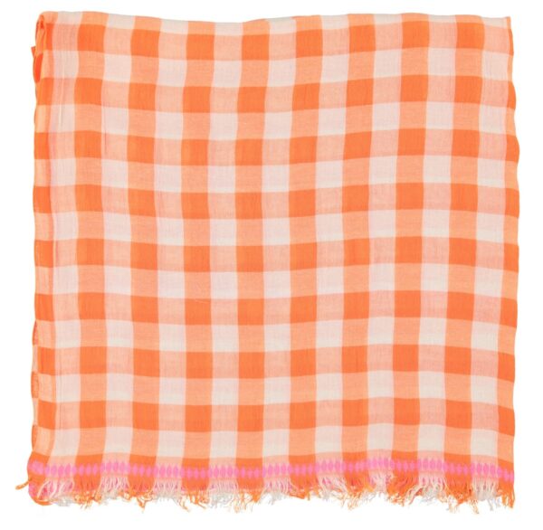 Foulard orange/ecru cuadros - Imagen 2