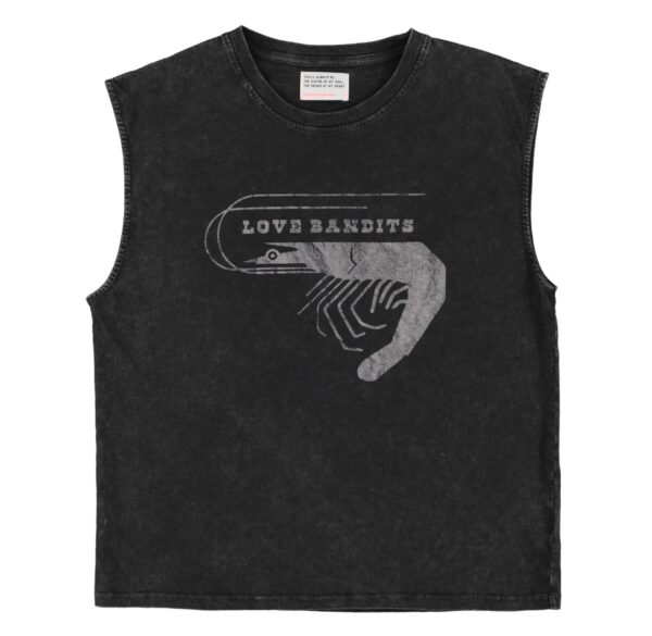 Camiseta sin mangas washed black "love bandit"