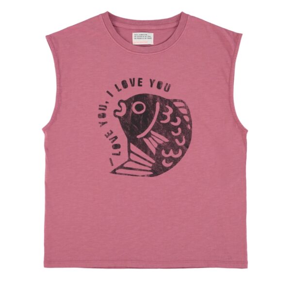 Camiseta old pink "black fish" - Imagen 2