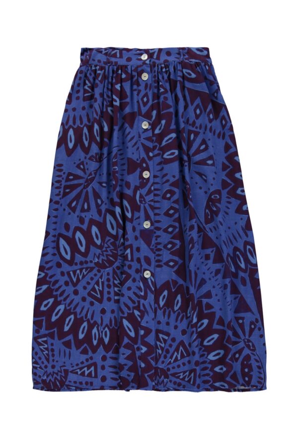 Falda larga print blue&burdeos