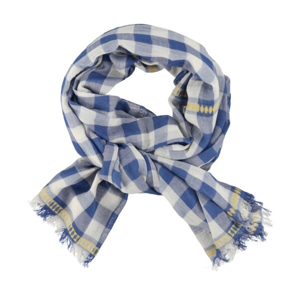 Foulard cuadros azul y crudo