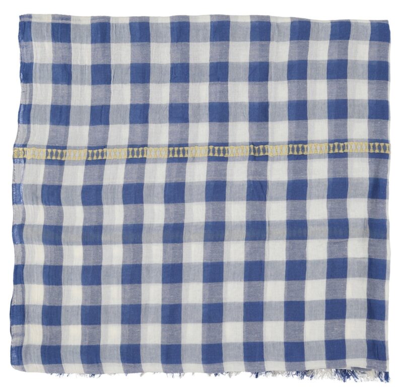 Foulard cuadros azul y crudo - Imagen 3