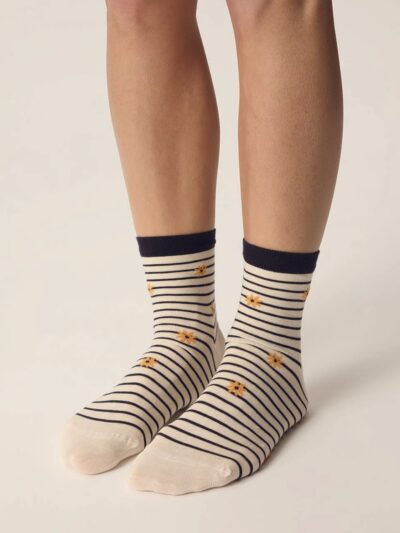Calcetines rayas marcello ecru/marine