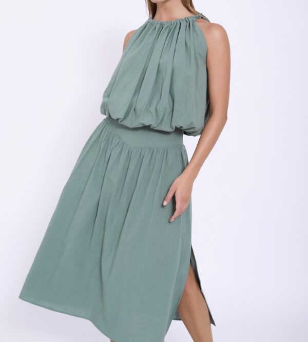 Falda midi frunce verde - Imagen 2