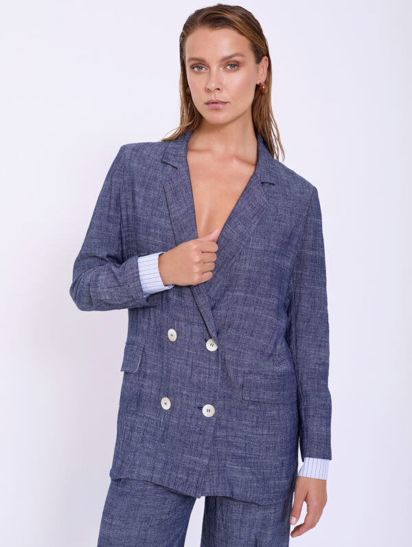 Blazer lino detalle puño camisa - Imagen 4