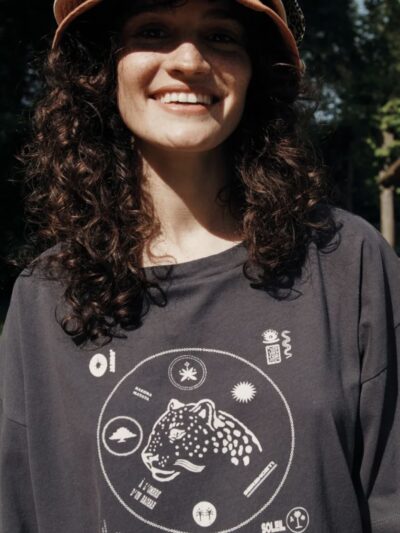 Camiseta bandy oversize leopardo carbón