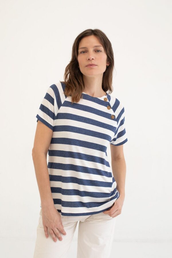 Camiseta solta1 botones rayas