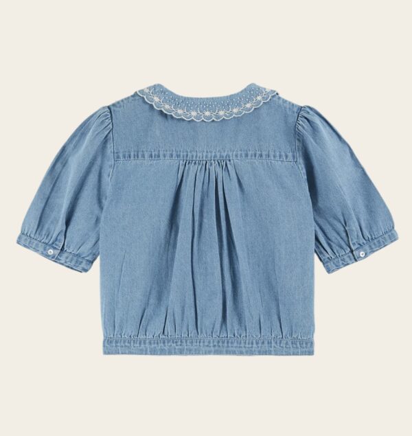 Blusa bolero corta denim claro - Imagen 4