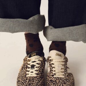 Zapatillas cuero spotty dálmata negro y crudo