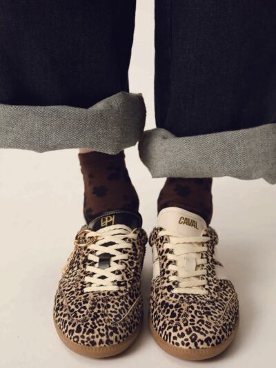 Zapatillas cuero spotty dálmata negro y crudo