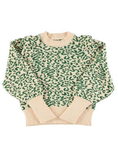 Jersey punto ecru&green animal print