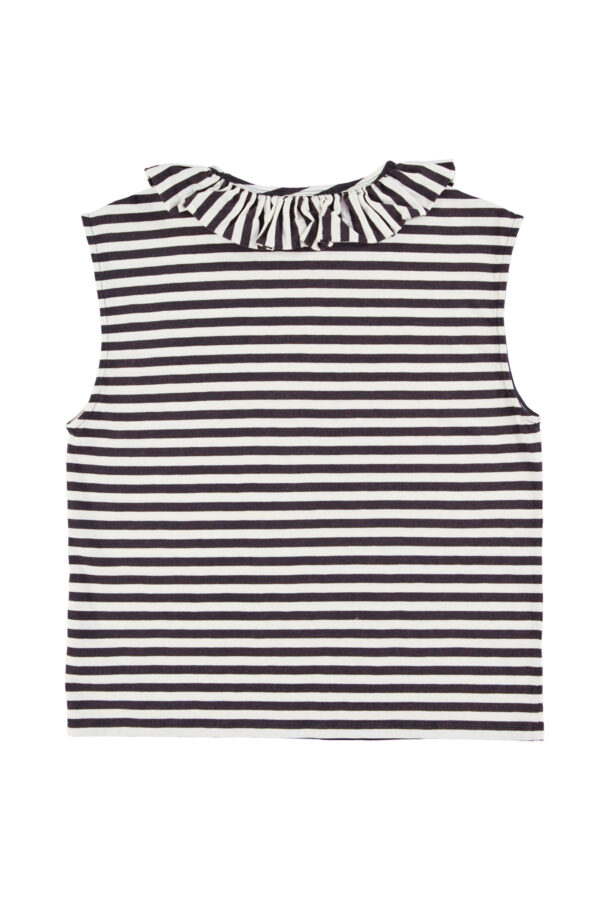 Camiseta collar ecru & black stripes "cheesy saucy crispy" - Imagen 8
