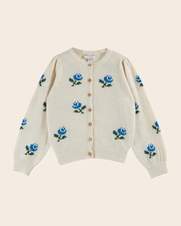 Cardigan Calizia floral ecru - Imagen 3