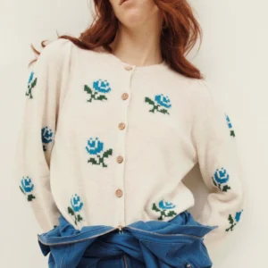 Cardigan Calizia floral ecru