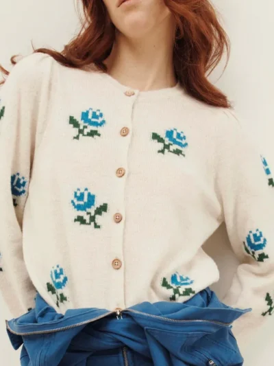 Cardigan Calizia floral ecru