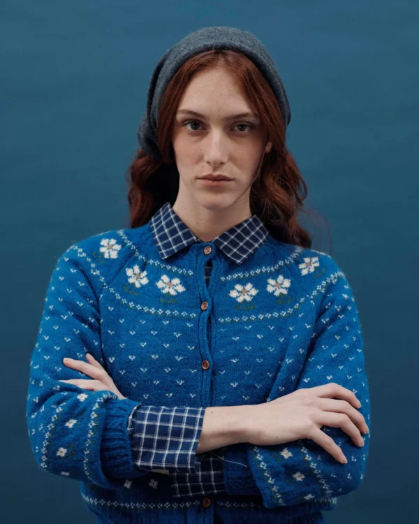 Cardigan camomille margaritas azul - Imagen 3