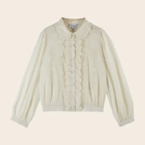 Blusa Charline volantes bordado creme