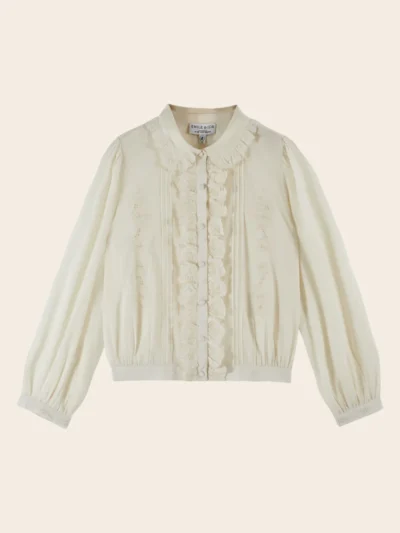Blusa Charline volantes bordado creme