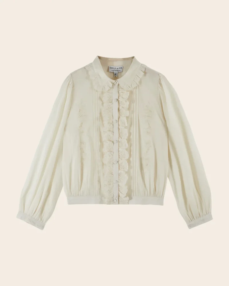 Blusa Charline volantes bordado creme