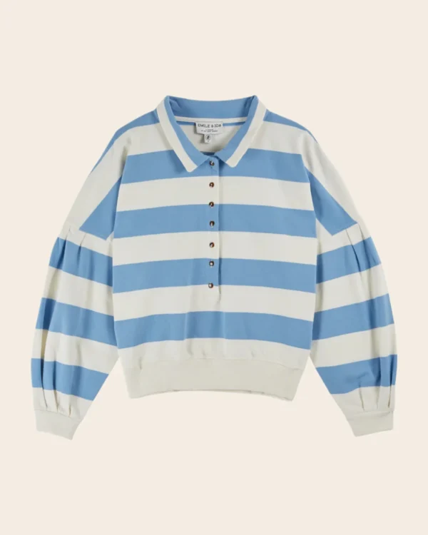 Sudadera Clement botones raya azul/crudo