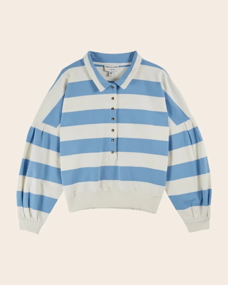 Sudadera Clement botones raya azul/crudo