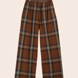 Pantalón ancho Come cuadros marrón