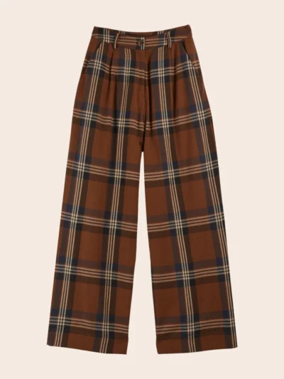 Pantalón ancho Come cuadros marrón