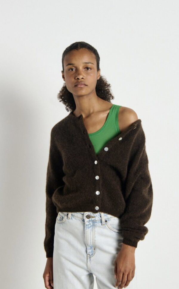 Chaqueta punto vitow botones cafe - Imagen 3