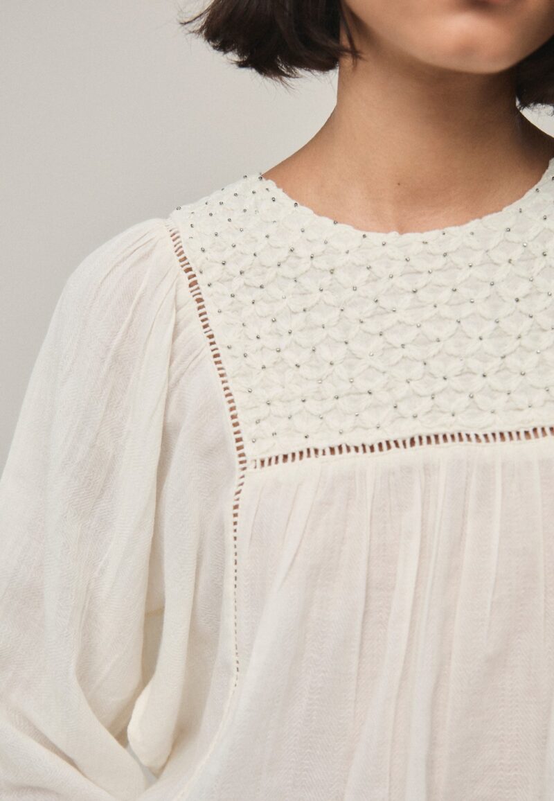Blusa eva pechera bordada crudo
