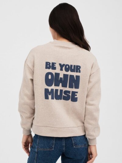 Sudadera Cimadevilla oversize print beige