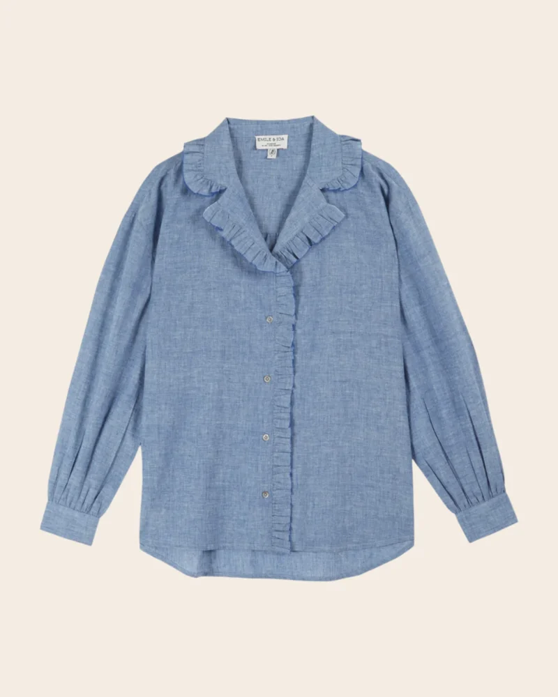 Blusa Celia chambray volante azul - Imagen 2