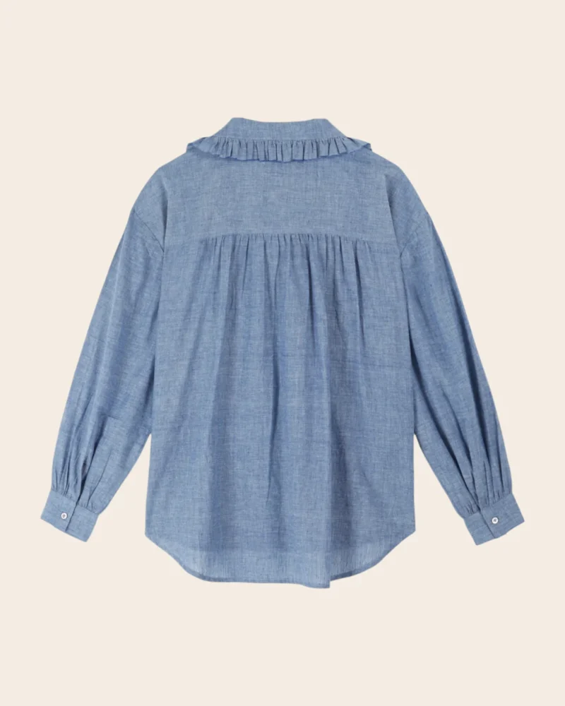 Blusa Celia chambray volante azul - Imagen 5