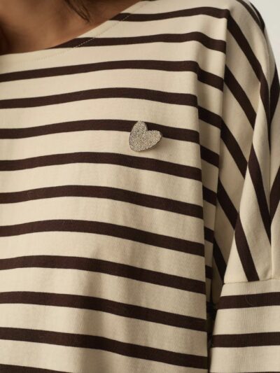 Camiseta filly rayas ecru/coffee
