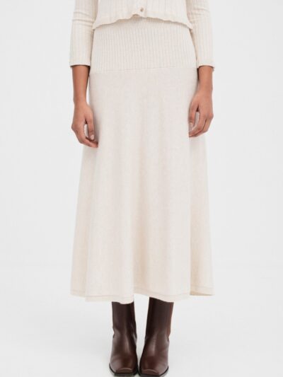 Falda Safa punto midi vuelo beige