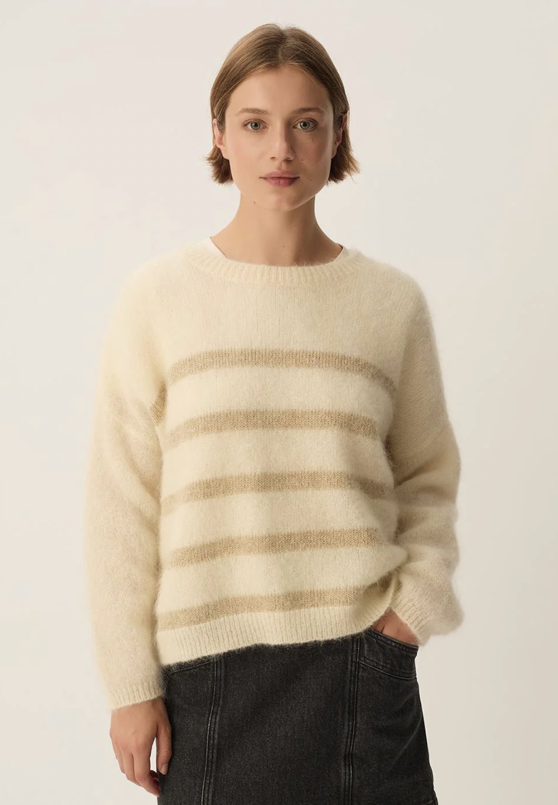 Jersey mohair aleo creme/dore - Imagen 2