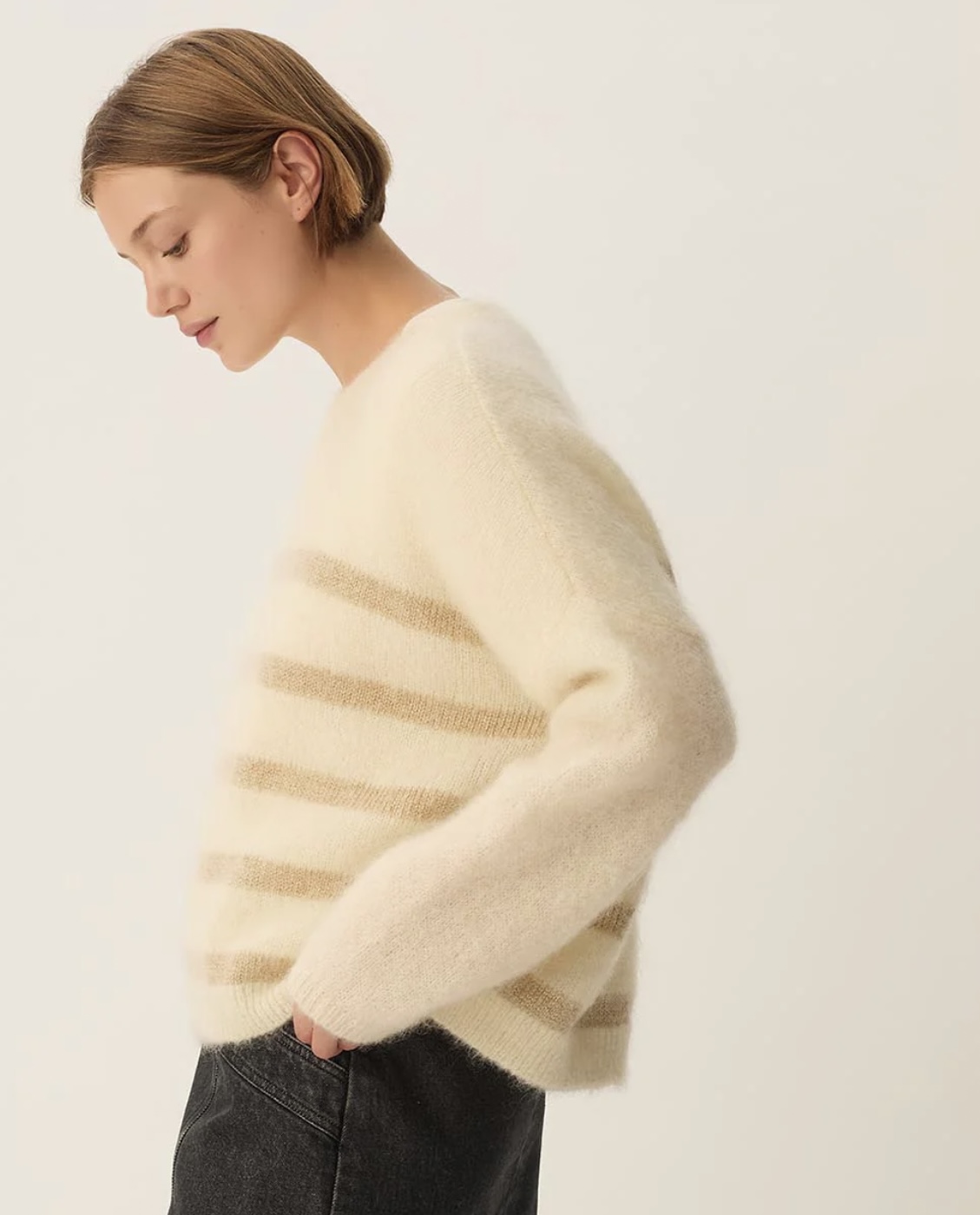 Jersey mohair aleo creme/dore - Imagen 4
