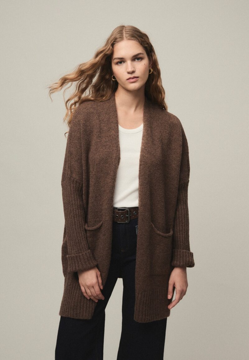Chaqueta Camile larga abierta marrón