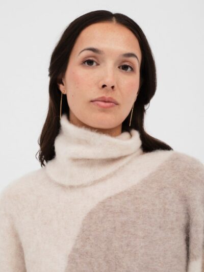 Jersey amara bicolor crudo y beige + cuello