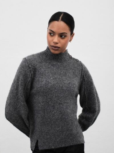 Jersey Jaco cuello alto botonadura gris