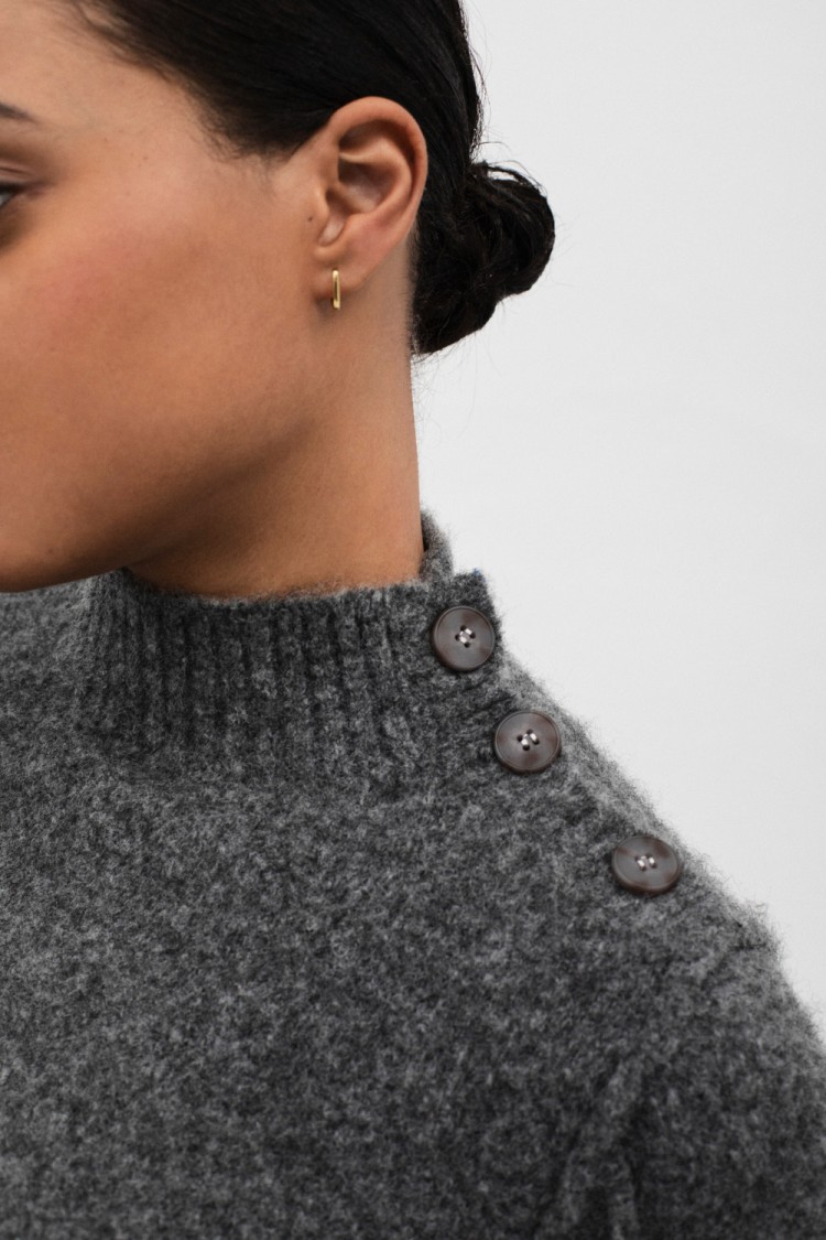 Jersey Jaco cuello alto botonadura gris - Imagen 2