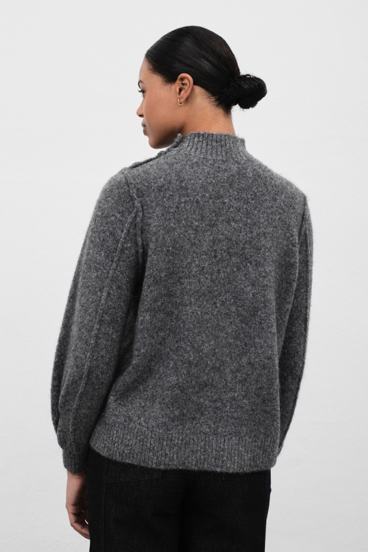 Jersey Jaco cuello alto botonadura gris - Imagen 3