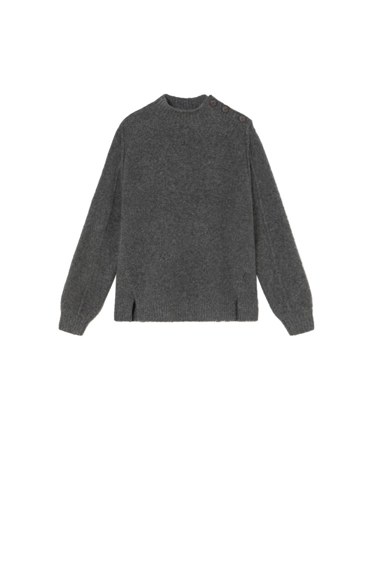 Jersey Jaco cuello alto botonadura gris - Imagen 4