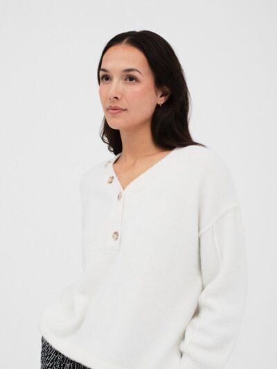 Jersey Lujan escote pico botones blanco