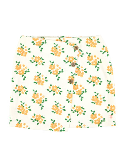 Falda corta ecru mustard flowers
